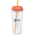 20 Oz. Clear Infuse Tumbler Cup W/Tangerine Lid & Straw